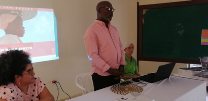 Michelle Ricardo Beneco Enecia y Bridget Wooding facilitadores del taller Fanm Nan Fwontyè 9 de marzo