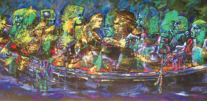 Una pintura que trata sobre la desigualdad social en el contexto migratorio irregular.